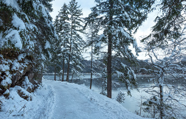 Eibsee lake winter view.