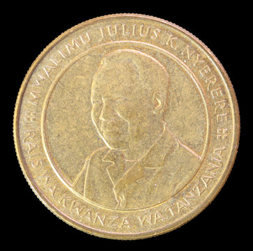 Head of 100 shillings coin, issued by Tanzania in 2012 depicting the portrait of the first president Julius Nyerere