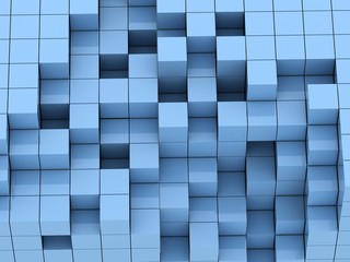 3d illustration of blue cubes