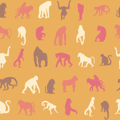 Seamless pattern background with monkeys.