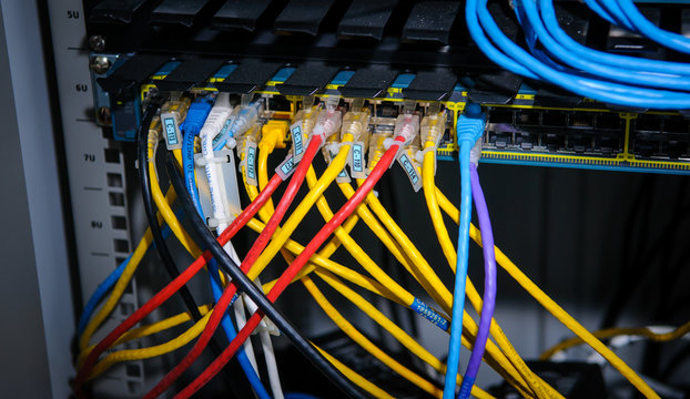 Busy wire ethernet cables and network switch