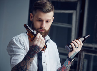 Drunk hipster man.