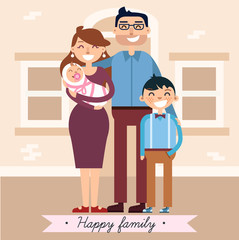 Happy Family with Newborn Baby