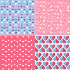 Set of 4 Valentine's Day Seamless Patterns