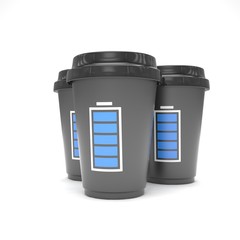 Three paper coffee cups