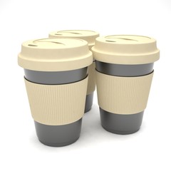 Three paper coffee cups