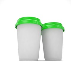 Three paper coffee cups