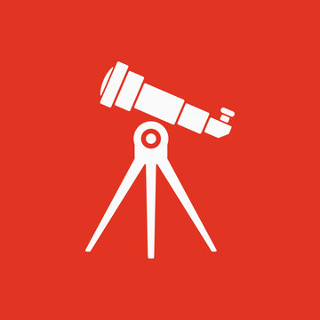 The telescope icon. Spyglass symbol. Flat