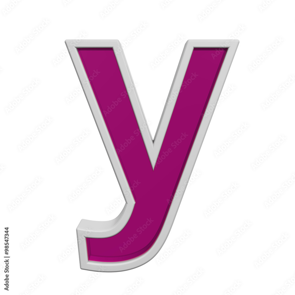 Fototapete One lower case letter from pink glass with white frame alphabet set, isolated on white. Computer generated 3D photo rendering.