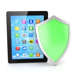 Tablet PC and shield on whute device security concept