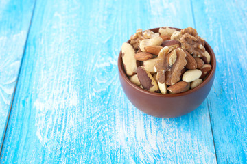 Mix nuts  on wooden background