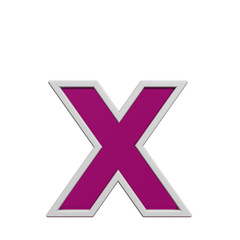 Obraz premium One lower case letter from pink glass with white frame alphabet set, isolated on white. Computer generated 3D photo rendering.
