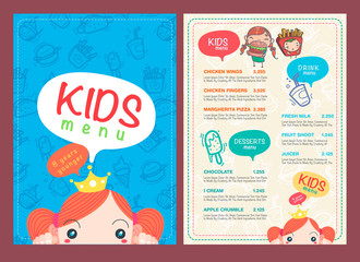 vector kids menu template.