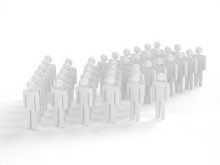 Naklejka premium Many 3d people figure in arrow shape with the leader in front