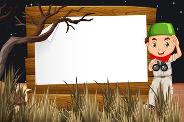 Border design with boy in the field