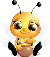 beautiful bee that eats honey