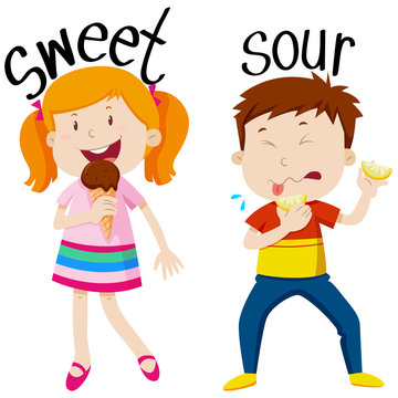 Opposite adjectives with sweet and sour