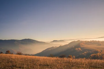 Fotobehang Amazing Fog Hills Landscape © andrii_popovych
