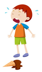 Boy crying with tears