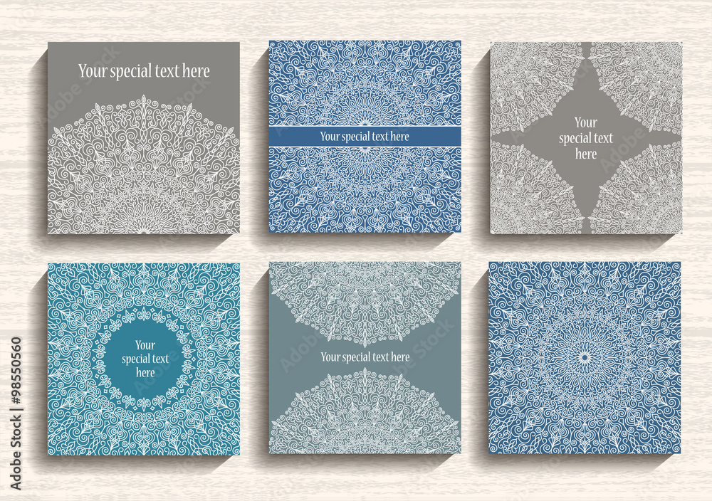 Wall mural round lace ornament cards set