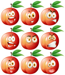 Peach with facial expressions