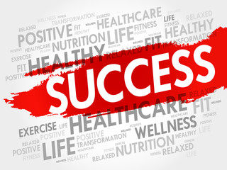 SUCCESS word cloud, fitness, sport, health concept