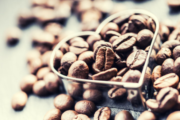 Coffee beans. Coffee beans in the form of heart