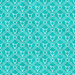 Teal and White Transgender Symbol Tile Pattern Repeat Background