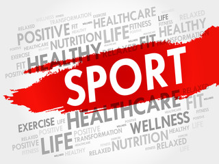 SPORT word cloud, fitness, health concept