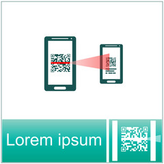 Qr code in mobile. Exchange with other mobile. Scanning. Vector