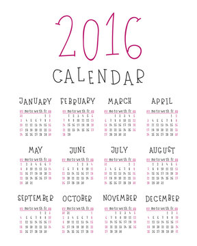 The 2016 calendar