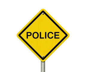 Police Caution Road Sign