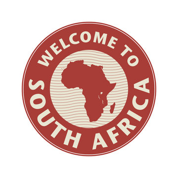 Emblem or stamp with text Welcome to South Africa