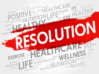 RESOLUTION word cloud, fitness, sport, health concept