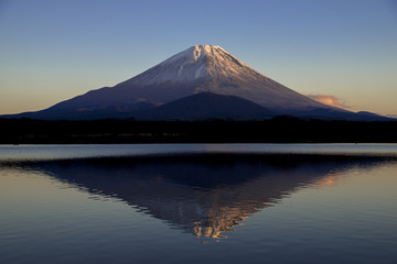 精進湖より富士山夕景