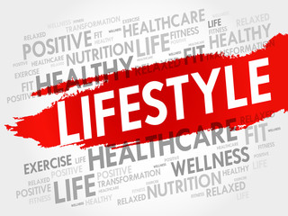 LIFESTYLE word cloud, fitness, sport, health concept