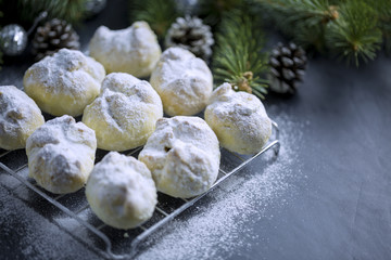 Walnuts Cookie sprinkled with powdered Sugar