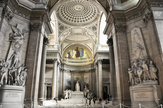 PANTEON, PARIS, FRANCE - JULY 17, 2010: famous Pantheon interior. UNESCO World Heritage Site.