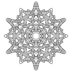 Hand drawn antistress snowflake. 