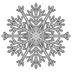 Hand drawn antistress snowflake.  - 98557565