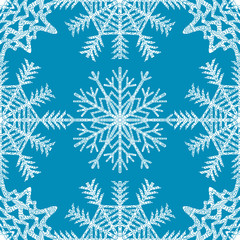 Seamless pattern with hand drawn snowflake