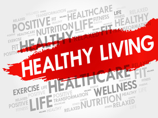 Healthy Living word cloud, health concept