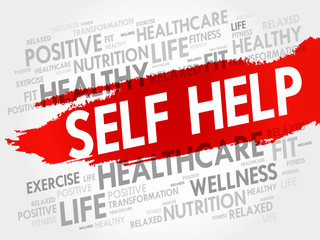 Self Help word cloud, health concept