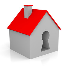 3d illustration of a house with a key holder