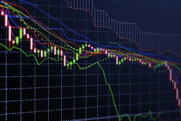 Graph chart of stock market investment trading