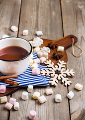 Homemade hot chocolate in a mug