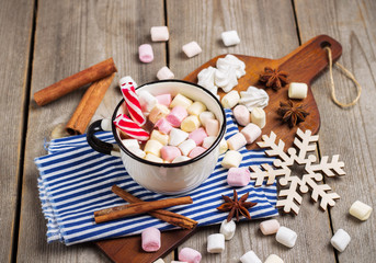Homemade hot chocolate in a mug