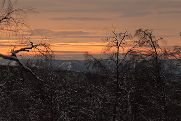 winter mountains in the evening
