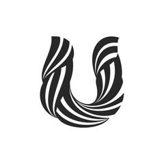 U letter logo formed by twisted lines. © kaer_fstock