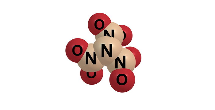 Trinitramide molecule isolated on white